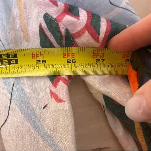 100% Linen blouse 2X  tropical leaf print beach vibes coastal Cynthia Rowley - Picture 8 of 8